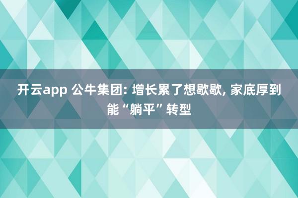 开云app 公牛集团: 增长累了想歇歇， 家底厚到能“躺平”转型