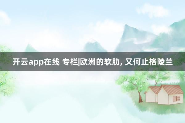 开云app在线 专栏|欧洲的软肋， 又何止格陵兰