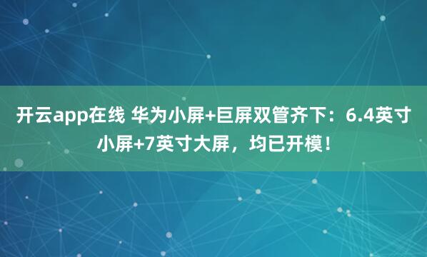 开云app在线 华为小屏+巨屏双管齐下：6.4英寸小屏+7英寸大屏，均已开模！
